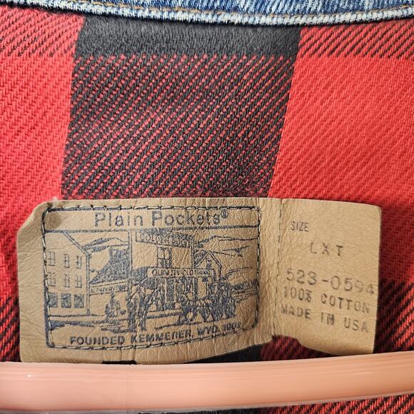 Vintage Plain Pockets Men's Denim Trucker Jacket Sz LXT USA Made Vtg - Picture 8 of 8
